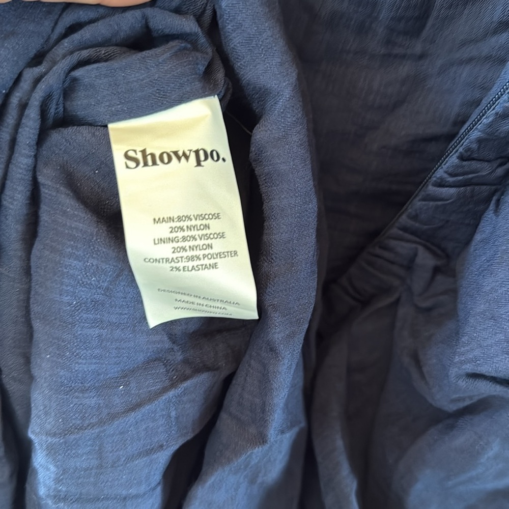 SHOWPO Kilian Mini Dress Ruched Long Sleeve Dress in Navy NEW WITH TAGS Size 4 - Picture 9 of 9